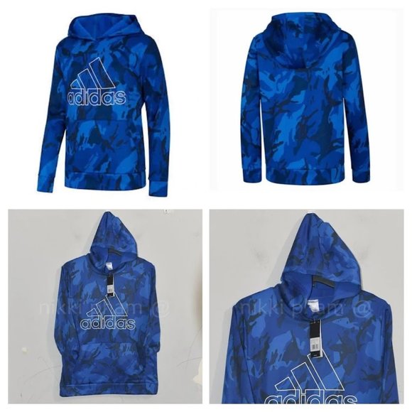 adidas boys youth fleece tech hoodie in blue